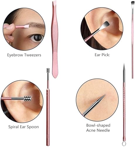 Miniatura 6 de Aoyuele - Juego de cortaúñas 18 en 1, kit de aseo profesional de acero inoxidable, tijeras de uñas, lima de uñas, tijeras de pelo de nariz,