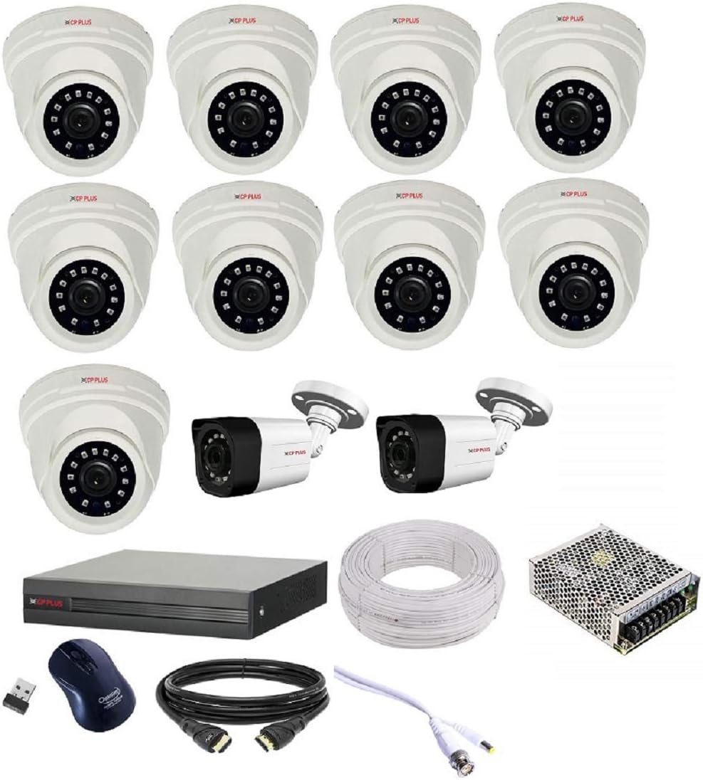 CP PLUS 9 Dome 2 Bullet (2.4MP),16 Channel DVR,16 Channel Power Supply,Without Hard Disk,90M Wire Bundle Full KIT
