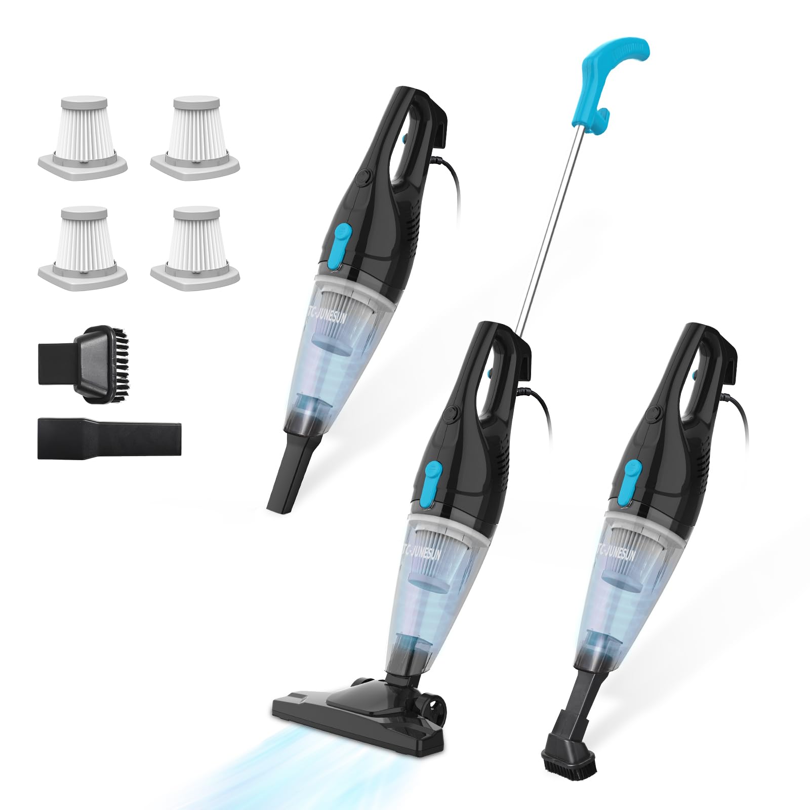 Lightweight Corded Stick Vacuum, 4-in-1 Handheld Small Vacuum with 4 HEPAS