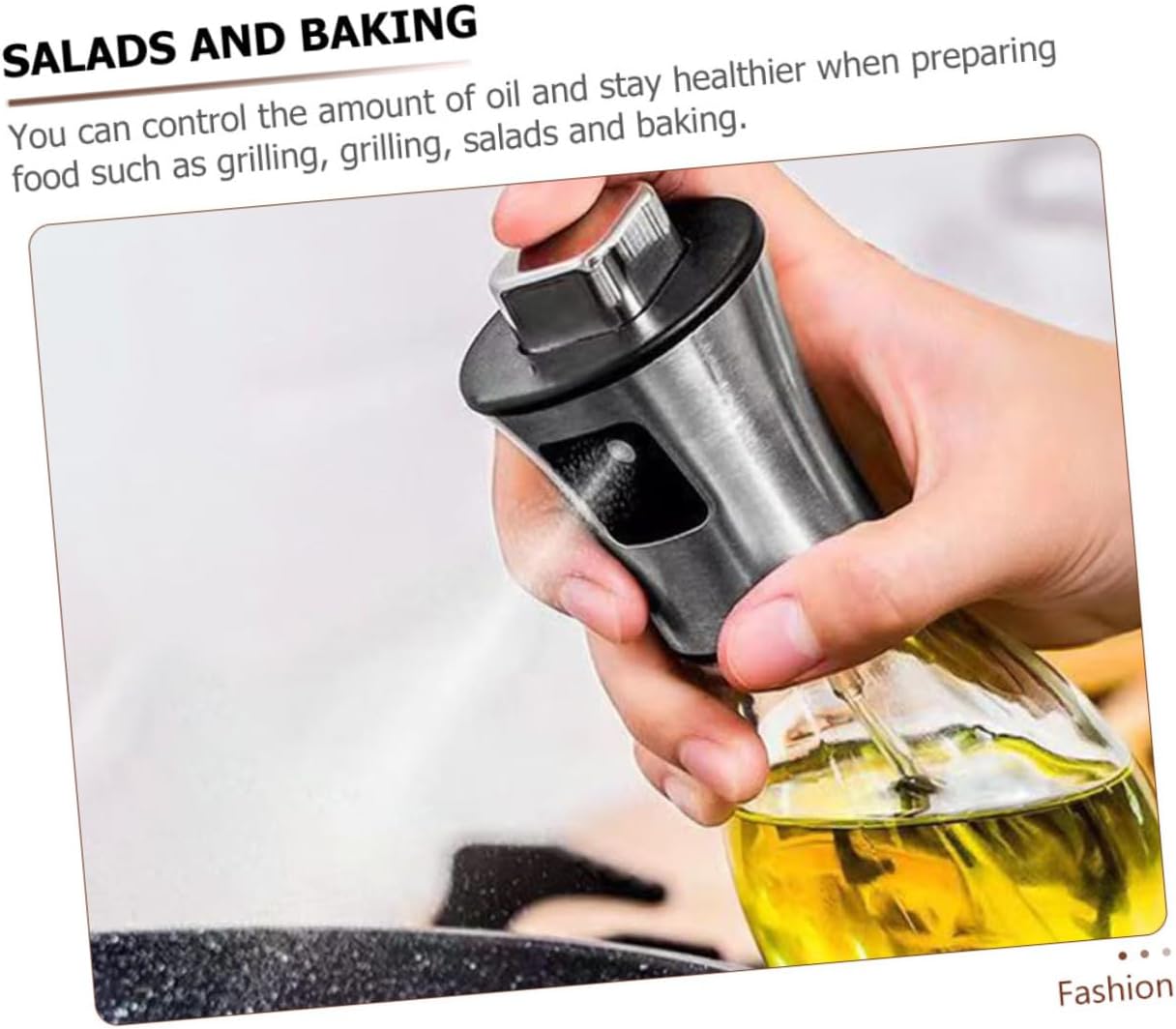 DECHOUS 2pcs Stainless Steel Oil Spray Bottle Glass Dispenser for Cooking Baking Bbq and Salad Tool