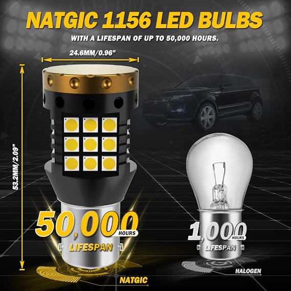 White 1156 P21W LED Bulb For Reverse Lights,Auto BA15S LED Canbus Error Free Replacement Bulb DayTime Running Lights Car Backup BrakeTail Light DRL Fog Lamp 3700LM(2 PCS)
