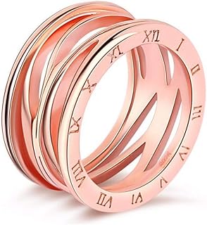 Jewelry リングレディースリングローマンデジタルローズゴールドファッション婚約クロスリング女性用、サイズ:8 (Size : 9)