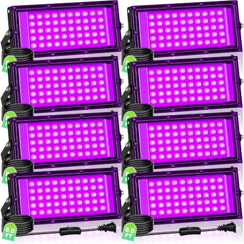 Image of TigQiang 50W 8 Pack Black Light, Blacklight Glow Party Supplies Halloween