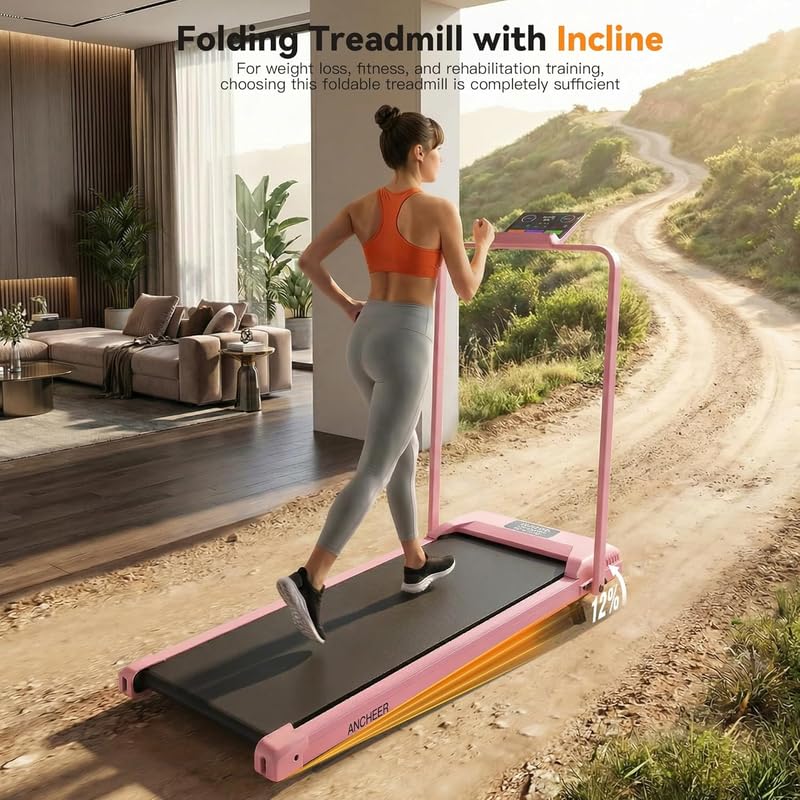 Image of ANCHEER Walking Pad with Incline, Under Desk Treadmill with Vibration Plate