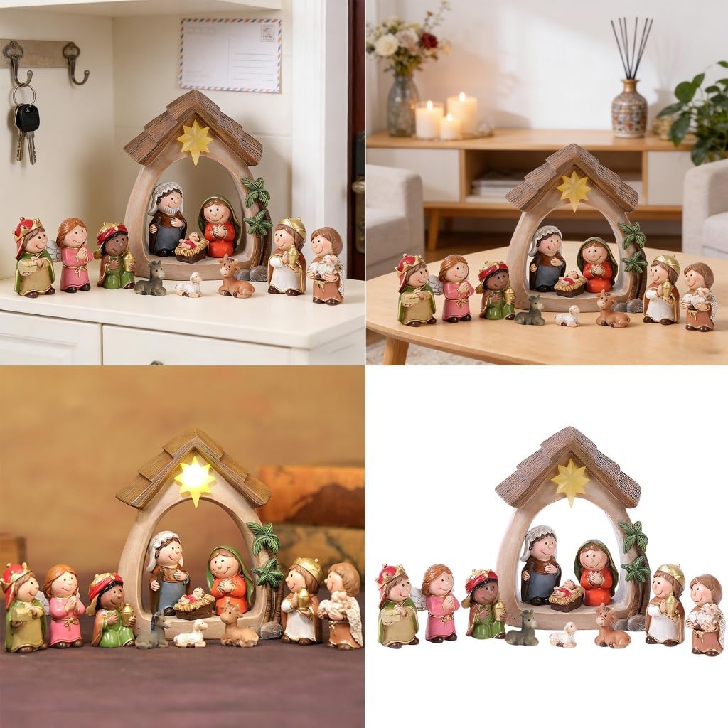 Light Up Resin Nativity Scene Christmas Nativity Set Indoor Festives Ornament