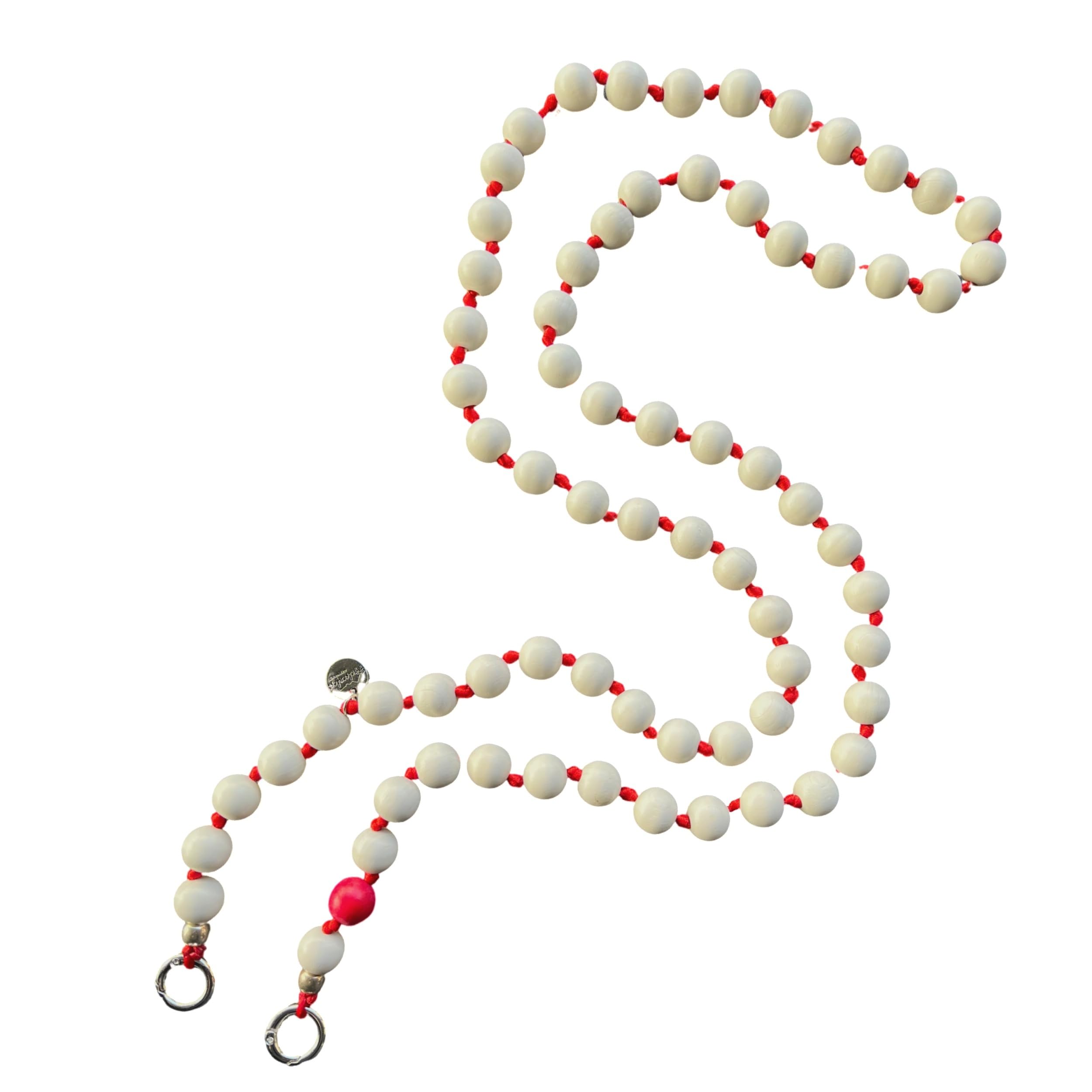 Handykette Lang Holzperlen Natur-rot I ø15 mm I Länge ca. 138 cm I H0101