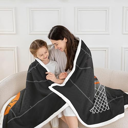 Miniatura 5 de Castle Fairy Manta de baloncesto para niños, manta Sherpa con estampado de aro de baloncesto y cancha para niñas y adolescentes, manta de microfibra