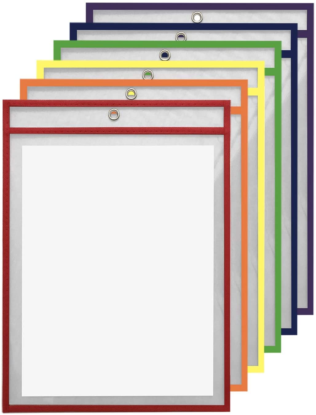 Qiven Dry Erase Pockets, Reusable Plastic Sleeves, Waterproof Dry Erase Sheet Protectors,Teaching Supplies, for Classroom, School, Office, Home, Mixed Colors(10x14 inches, 10 Pack)