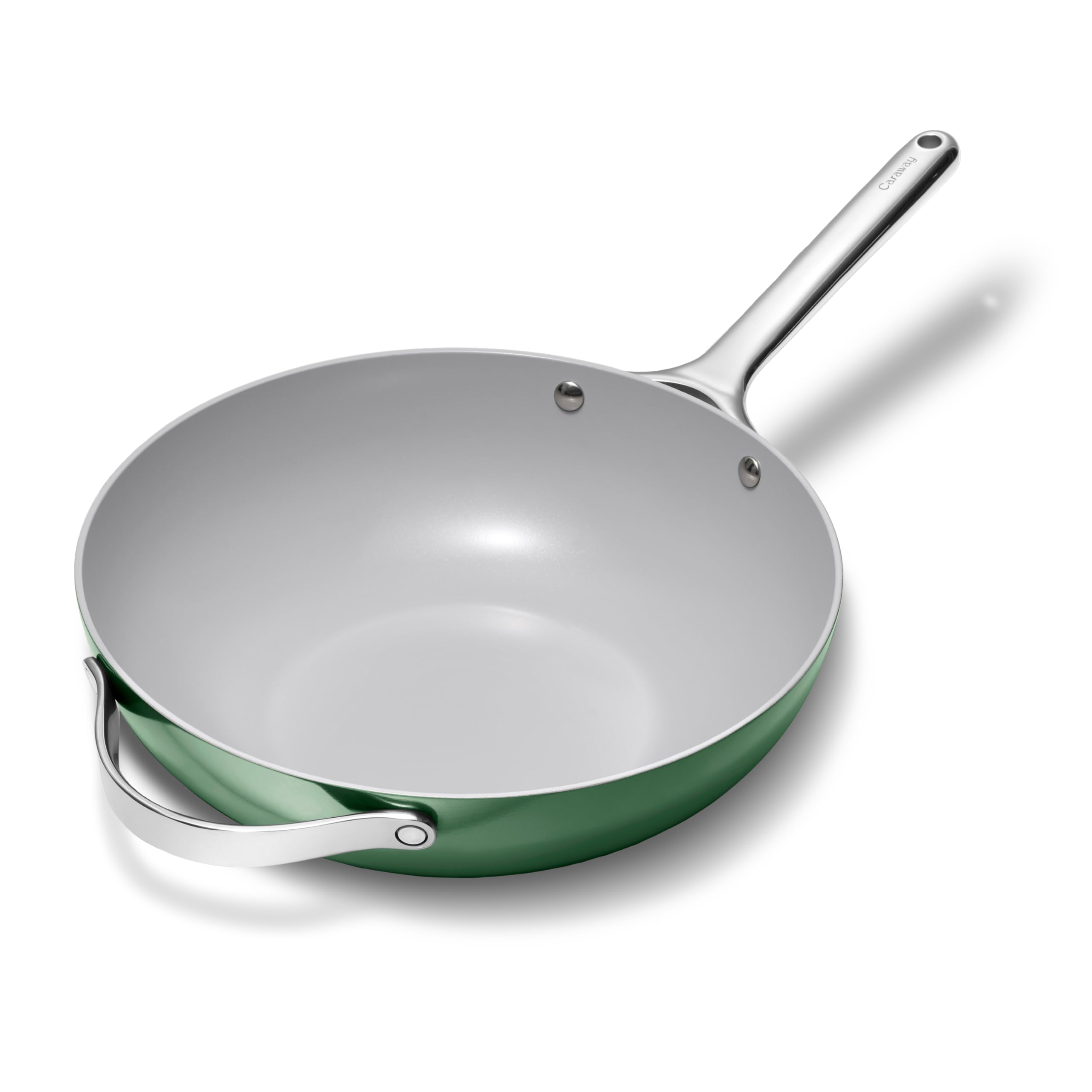 Caraway Non-Stick Stir Fry Pan - 12” Wok-Inspired Pan - Free From Forever Chemicals - High-Sloped Walls - Stainless Steel Handles - Sage