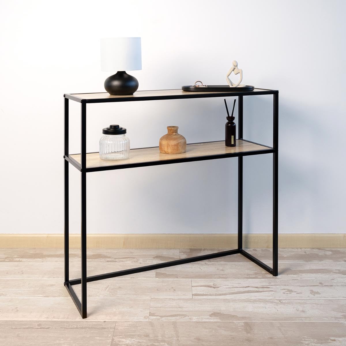 Moa Console Multifonction avec 2 étagères 78 x 27 x 77 cm Fer