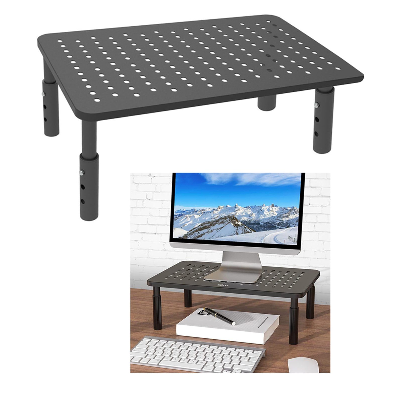 Supporto da scrivania per computer, regolabile, aperto, con cuscinetto antiscivolo, supporto per monitor da scrivania per computer portatili e desktop