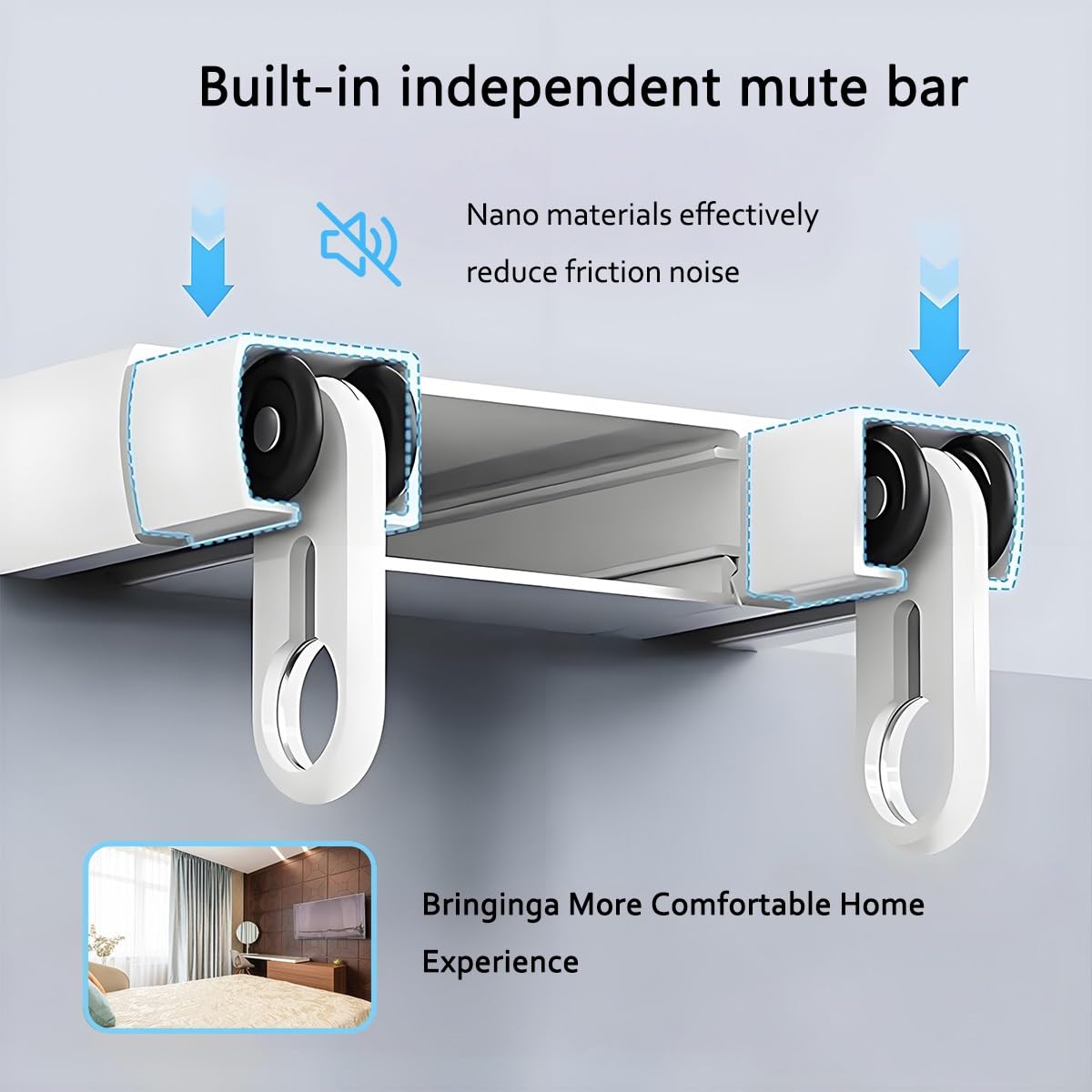 Silent - Sistema de riel de techo deslizante de aluminio para divisor de dormitorio y sala de estar (blanco) para privacidad