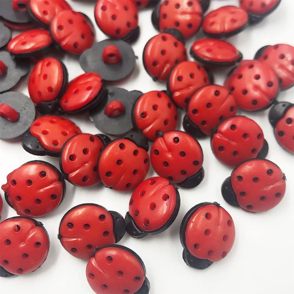 Cenpek Red 200Pcs Ladybug Resin Buttons Sewing Notions Accessories Diy Crafts