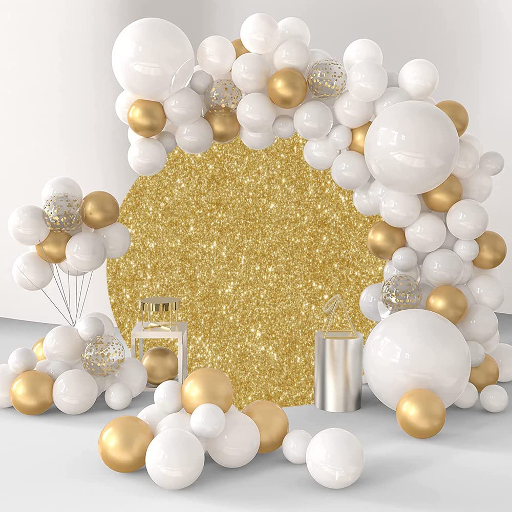 1,5x1,5 m Oro Glitter Paillettes Sfondo Rotondo Poliestere Lussuoso Dorato Fotografia Sfondo Cerchio Copertura Compleanno Matrimonio Nuziale Baby Shower Party Decor Banner Photo Booth Puntelli