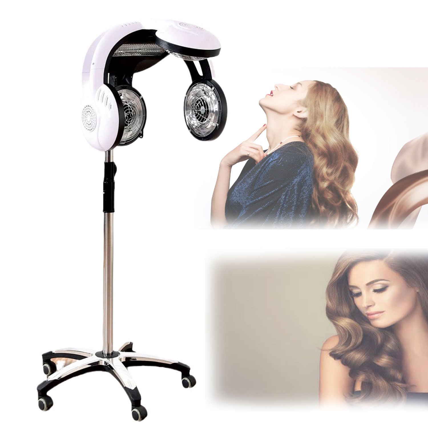 JOSBY 1200W Multifunctional Salon Hair Dryer Freestanding Hair Steamer Hair Color Processor Independent Temperature Control 4 Modes Control
