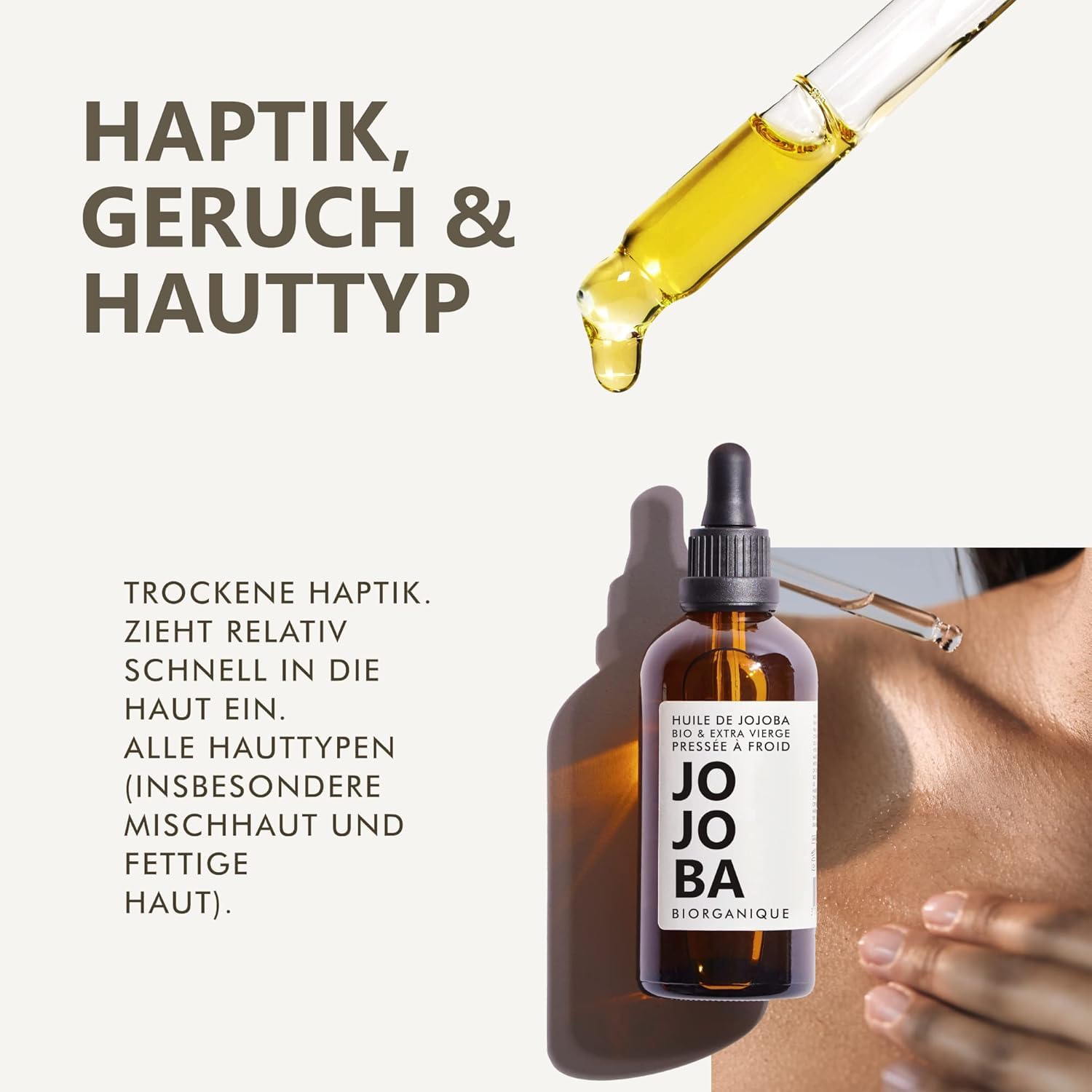 Olejek jojoba Bio | 100% czysty, naturalny i tłoczony na zimno | pielęgnacja twarzy, paznokci, skóry, włosów i brody | 50 ml | wegański i wolny od Cruelty Free | Bio Jojoba Oil | szklana butelka +