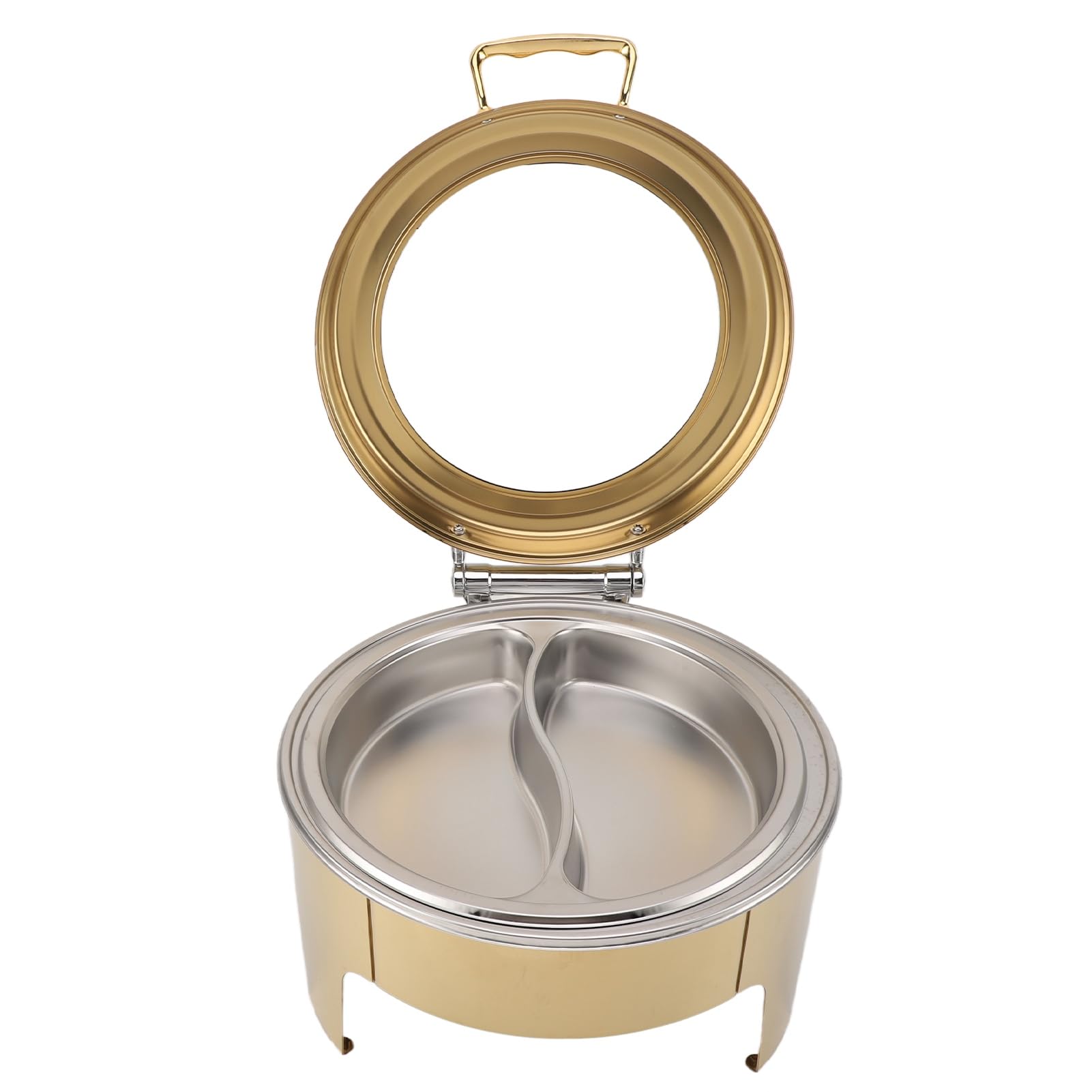 Scaldavivande Rotondo per Buffet da 6 Litri, capacità Addensata, Comodo e Portatile, per Hotel, Ristorante, Casa, Buffet (Pentola a 2 scomparti)