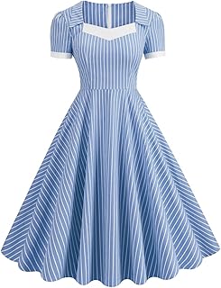 Women Vintage Off Shoulder Rose Embroidered Floral Evening Dress V Neck Short 3/4 Sleeves Wedding Cocktail A Line Midi Gown - Buy now