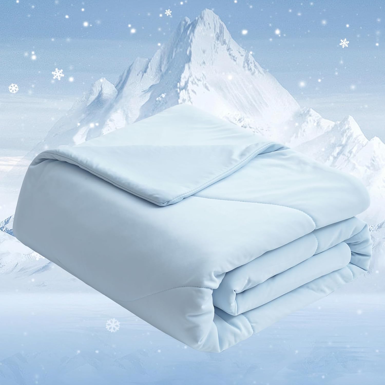 david’s kids Throw Cooling Baby Blanket for Hot Sleepers, Q-Max > 0.45 Summer Kids Gift for Girls Boys with Dual-Sided Cooling Fabric, Lightweight, Breathable, Soft Quilted Blanket, 50″X60″, Ice Blue