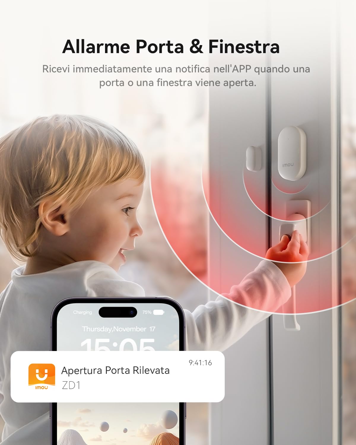 Imou Sistema di Allarme Casa 11 Pezzi, Sistema Antifurto Completo con Faretto/Sirena Allarme 100DB, 1 Telecamera Wifi Interno, 2 Telecomandi, 4 Sensori, 2 Sensori di Movimento, Compatibile con Alexa