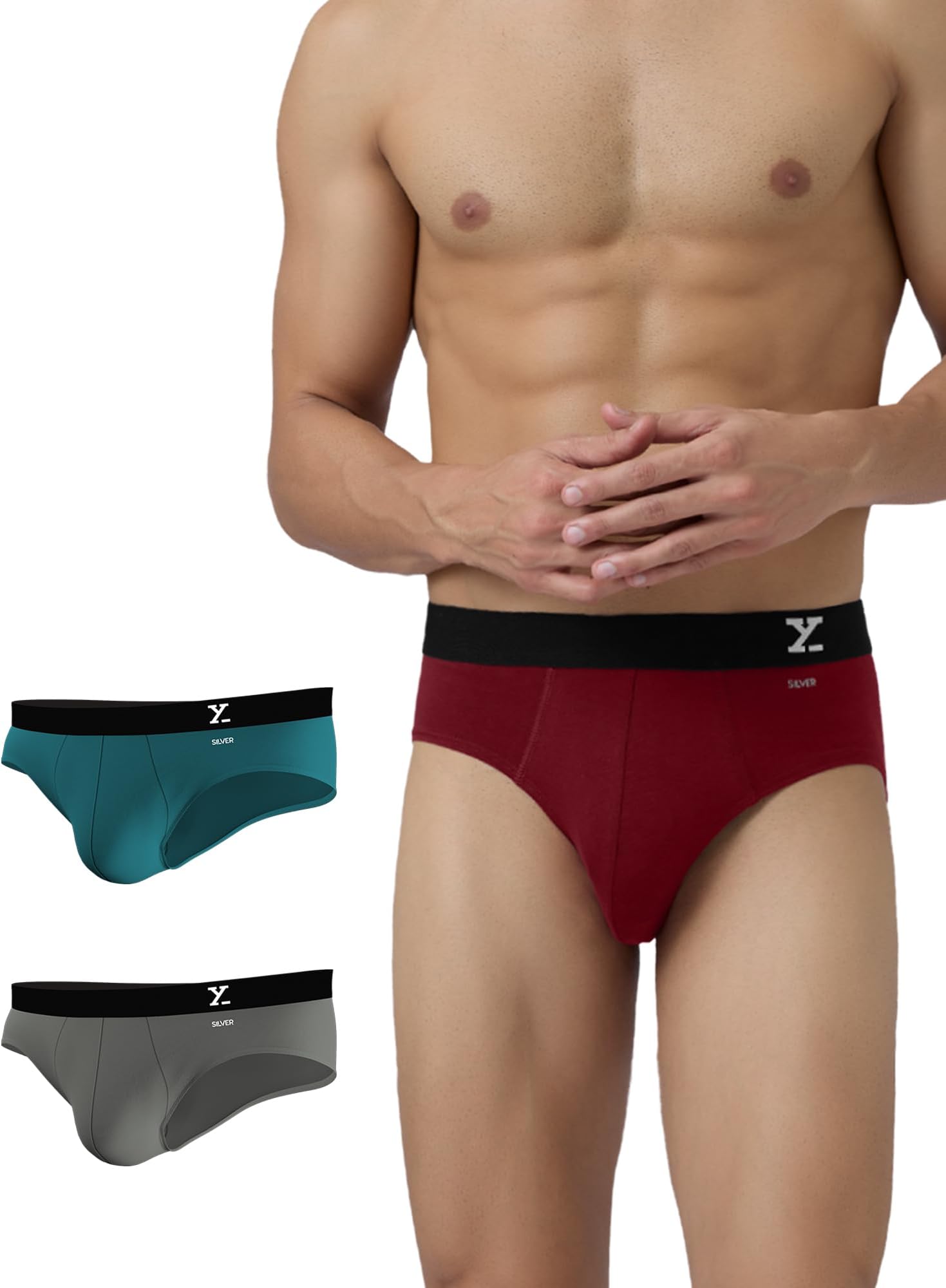 – Men's Aero Super Combed Cotton Regular Fit Solid Antibacterial Briefs with No Marks Waistband (Pack of 3)