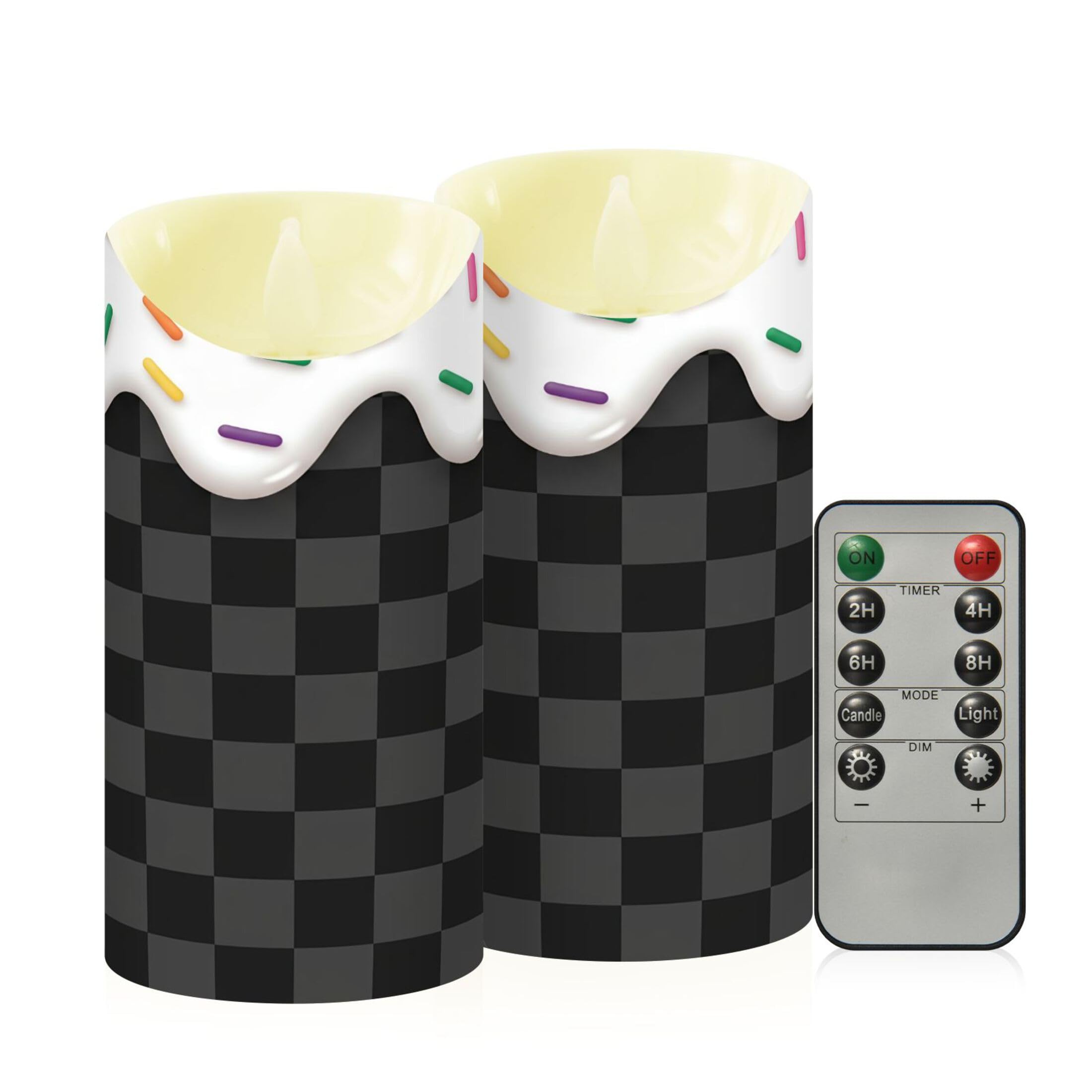 Kutsu Dripping Flameless Candles Set of 2, Battery Operated LED Flickering Candles with Remote and Timer, Plastic Pillar Candles for Home Wedding Decor