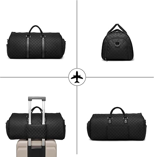 Miniatura 5 de Bolsa de equipaje de mano convertible para ropa para mujeres, bolsas para ropa de cuero para viajes con compartimento para zapatos 2 en 1, maleta