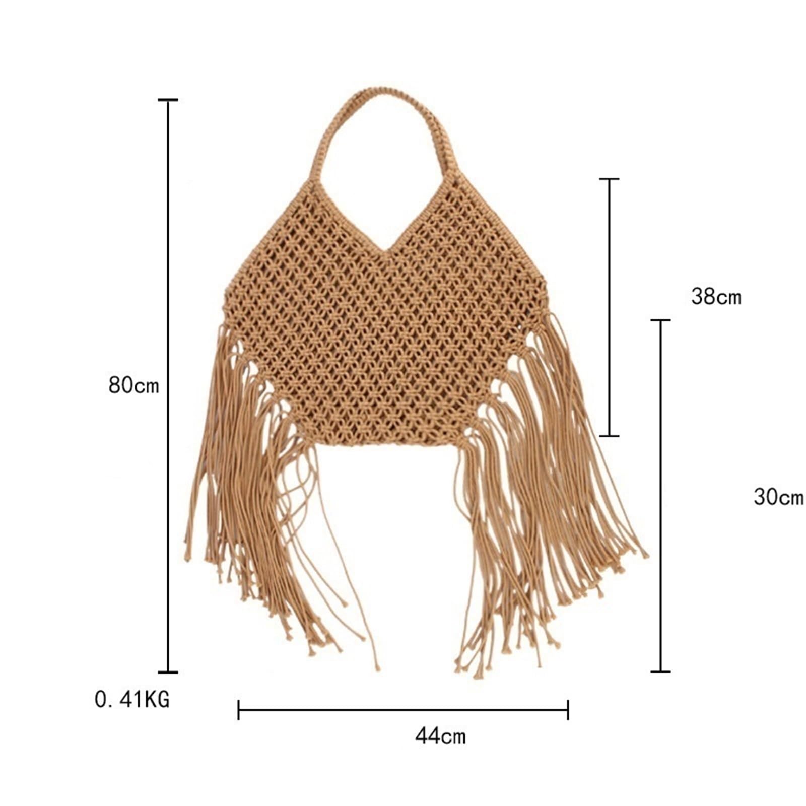 Borsa all'uncinetto for donna, in corda di cotone, da viaggio, da spiaggia, da pesca, a tracolla, intrecciata, estiva