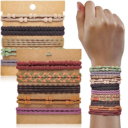 KANPRINCESS 20 piezas elásticas para el pelo bohemio para niñas pulseras para el pelo de las mujeres elásticas para la cola de caballo para la vida cotidiana, deportes, cocina, trabajo