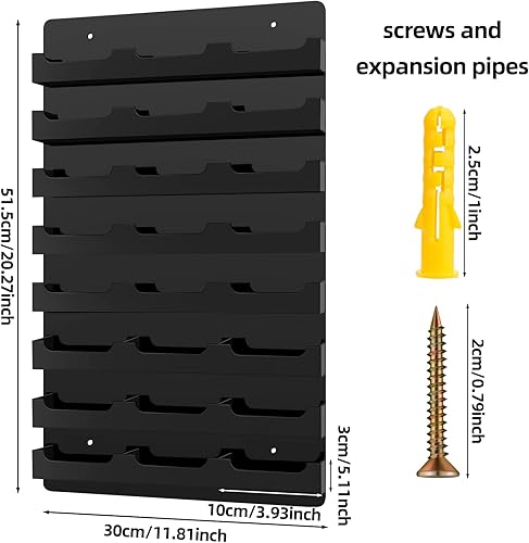 Miniatura 2 de Ireer Tarjetero para pared, soporte para tarjetas de visita de acrílico negro, organizador colgante de pared, soporte de exhibición de calcomanías