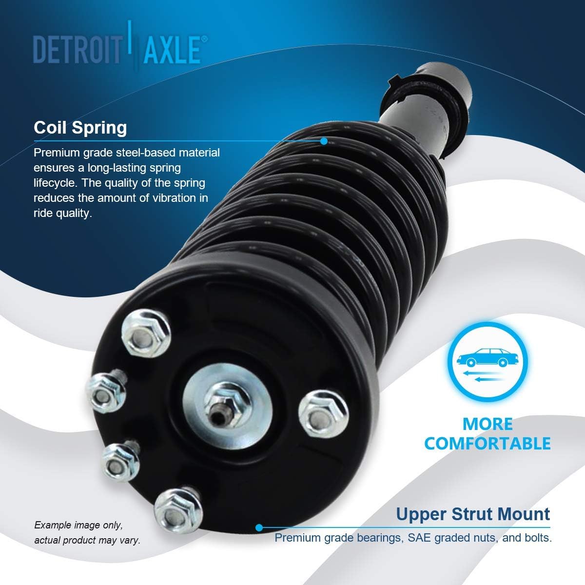 Detroit Axle - Front Left Strut for 2003-2007 Honda Accord 2004 2005 2006, Driver Side Strut Coil Spring Assembly Replacement Suspension Quick Install Ready Strut Shock