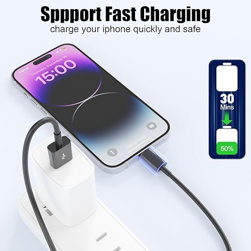 Miniatura 5 de ANSEIP Cable de Coche CarPlay para iPhone, Paquete de 2 Cables USB A a Lightning de 0.9m para iPhone 14 13 12 11 Pro Max XR XS X 8 7 6 Plus SE iPad