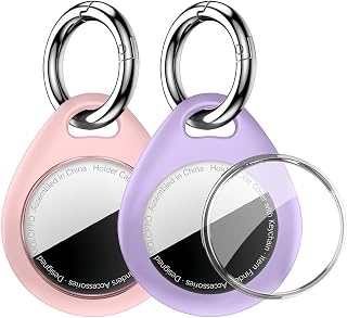 MOLOPPO 2 Pack Waterproof Holder for AirTag 1st & 2nd Gen, Pink/Purple