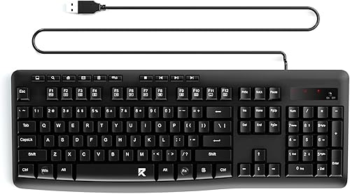 Miniatura 9 de Redragon BK7366 Teclado con cable, multimedia USB silencioso teclado de computadora, teclado silencioso con almohadilla de números grande,