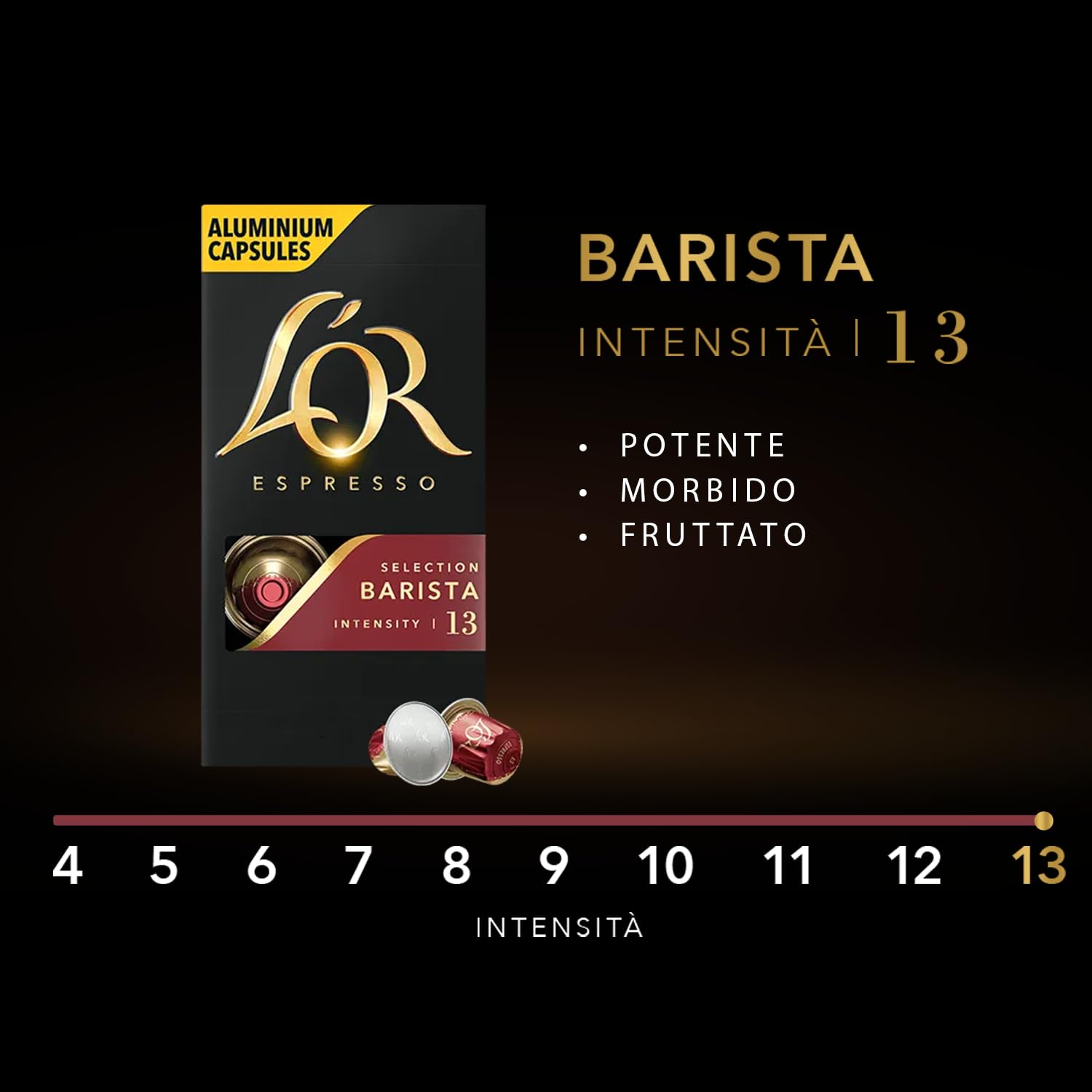 L'Or - Cápsulas de café espresso Barista - 230 cápsulas de aluminio - Intensidad 13 - Compatible con máquinas originales Nespresso®* - 23 cajas de 10 cápsulas