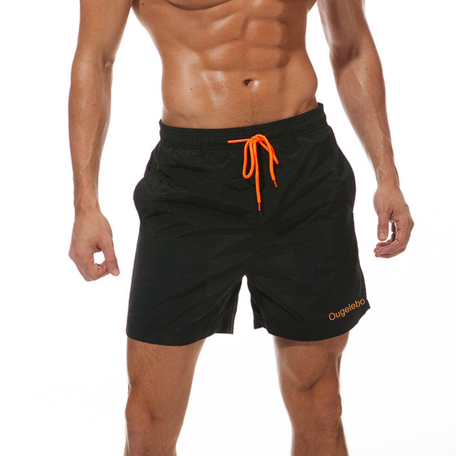 Ougelebo Badehose Herren Badeshorts Herren Kurz Schnelltrocknend Badehosen Männer Schwimmhose Boardshorts Swimming Shorts Men Schwarz XL