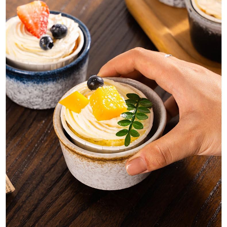 Ensemble de ramequins japonais en porcelaine pour gâteaux, pudding, crème glacée, plats à soufflés style vintage