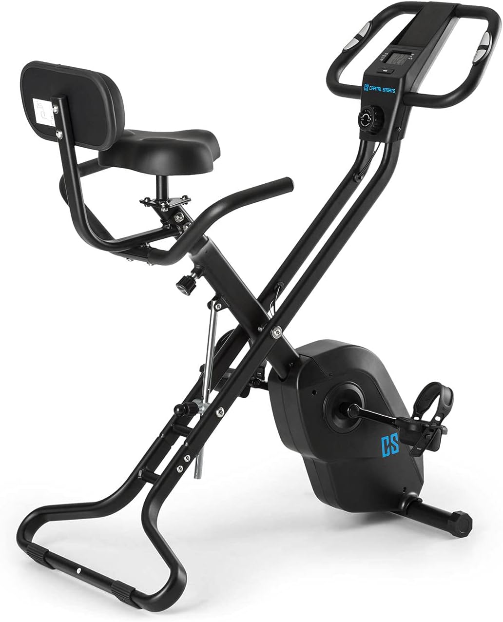 CAPITAL SPORTS Azura X1- Exercise Bike, Foldable Exercise Bike, Ergometer, Fitness Bicycle, Stationary Bike, Training Comp, 4kg Flywheel, 8-step Resistance, Height Adjustable