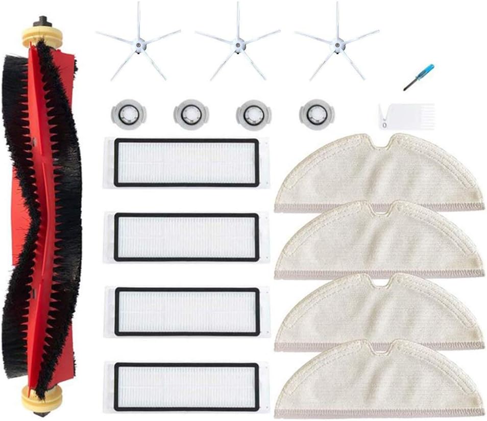 Chuancheng 18-Pack Spare Parts for Xiaomi Roborock S5 Max S6 Pure S6 MaxV Roller Brushes HEPA Filter Mop Cloths Accessory (White)