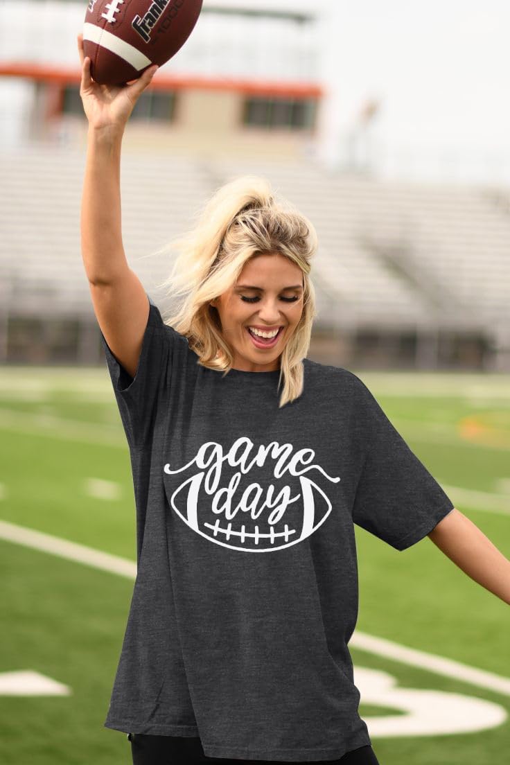 Game Day Football T Shirts Women Cute Football Graphic Tee Tops Funny Sunday Casual Short Sleeve Tee Shirts - Image 5