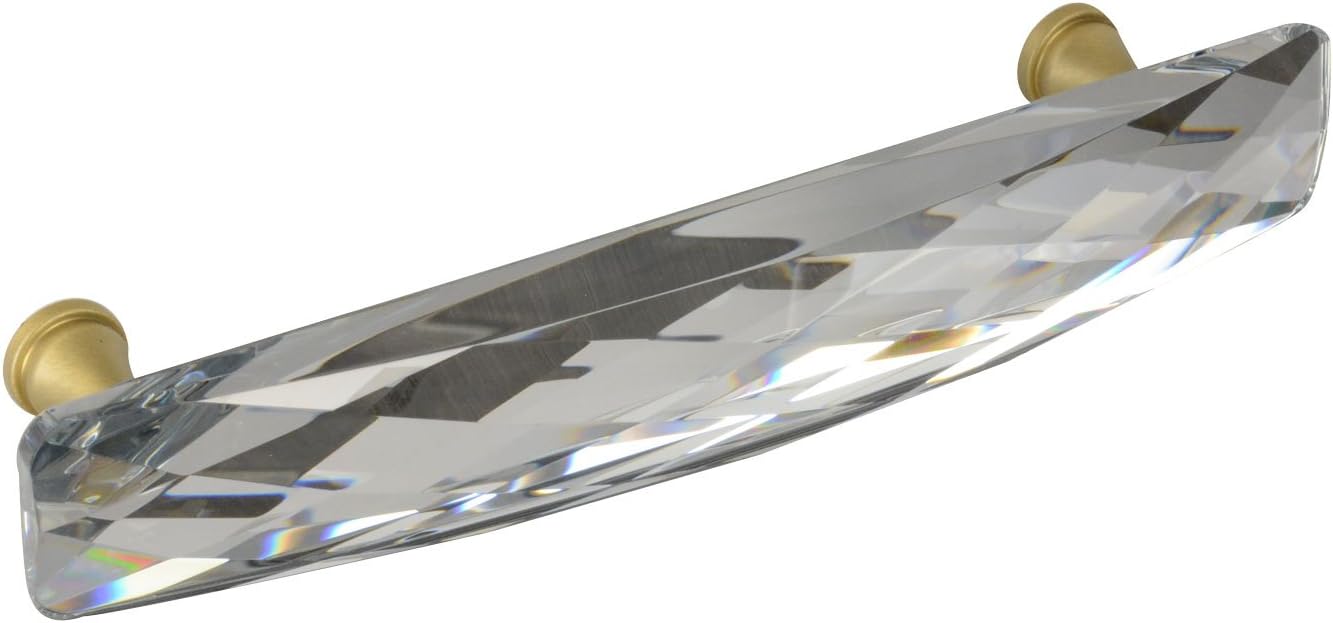 #G-350-128mm CKP Brand Cabinet Pull, Crystal/Satin Brass