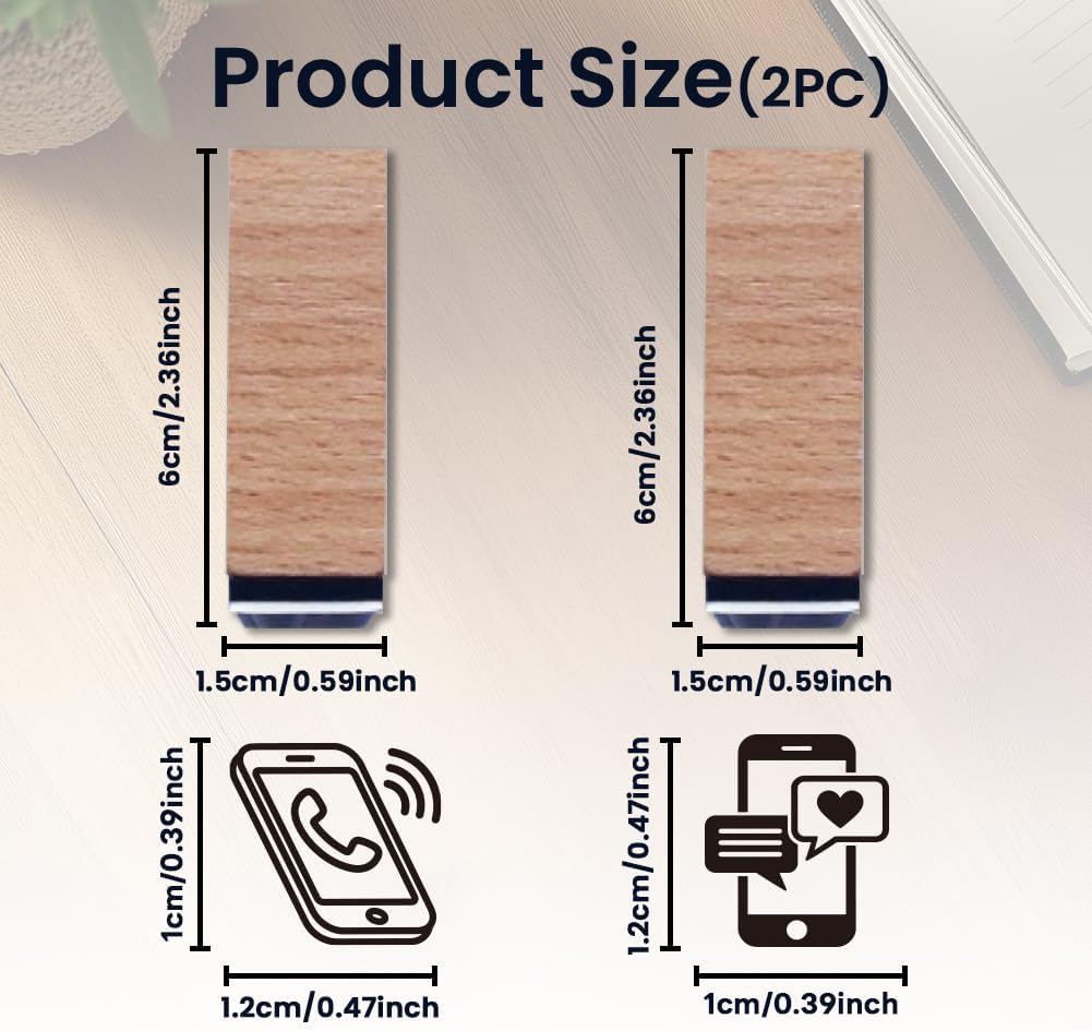 ANATTASOUL Cell Phone 2PCS Mini Rubber Stamps for Card Making(2.36"*0.59") image 2