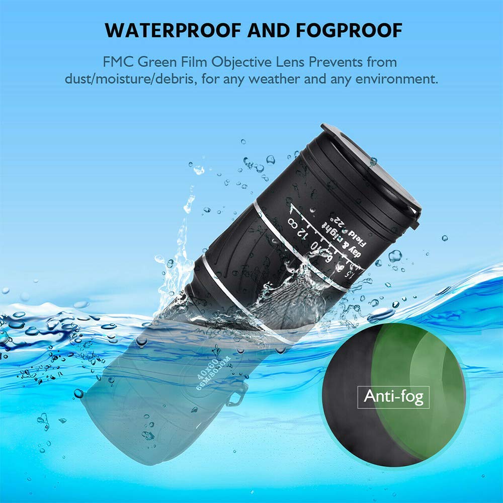 Telescopio monoculare Ultra High Power 40X60 Portable HD Night Vision Telescopio Impermeabile per Escursionismo Caccia Clear