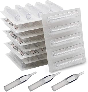 Disposable Tattoo Tips - Romlon 100pcs Professional Tattoo Tips Assorted for 3RL 5RL 7RL 9RL 3RS 5RS 7RS 9RS 5M1 7M1 Tattoo Needles Round Flat/Magnum Sterileze Plastic Tattoo Tips for Tattoo Gun
