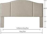 Vista 40 de 24KF Middle Century - Cabecera capitonada tapizada en lino con clavos de latón antiguo, cabecera Queen / Matrimonial, color gris oscuro