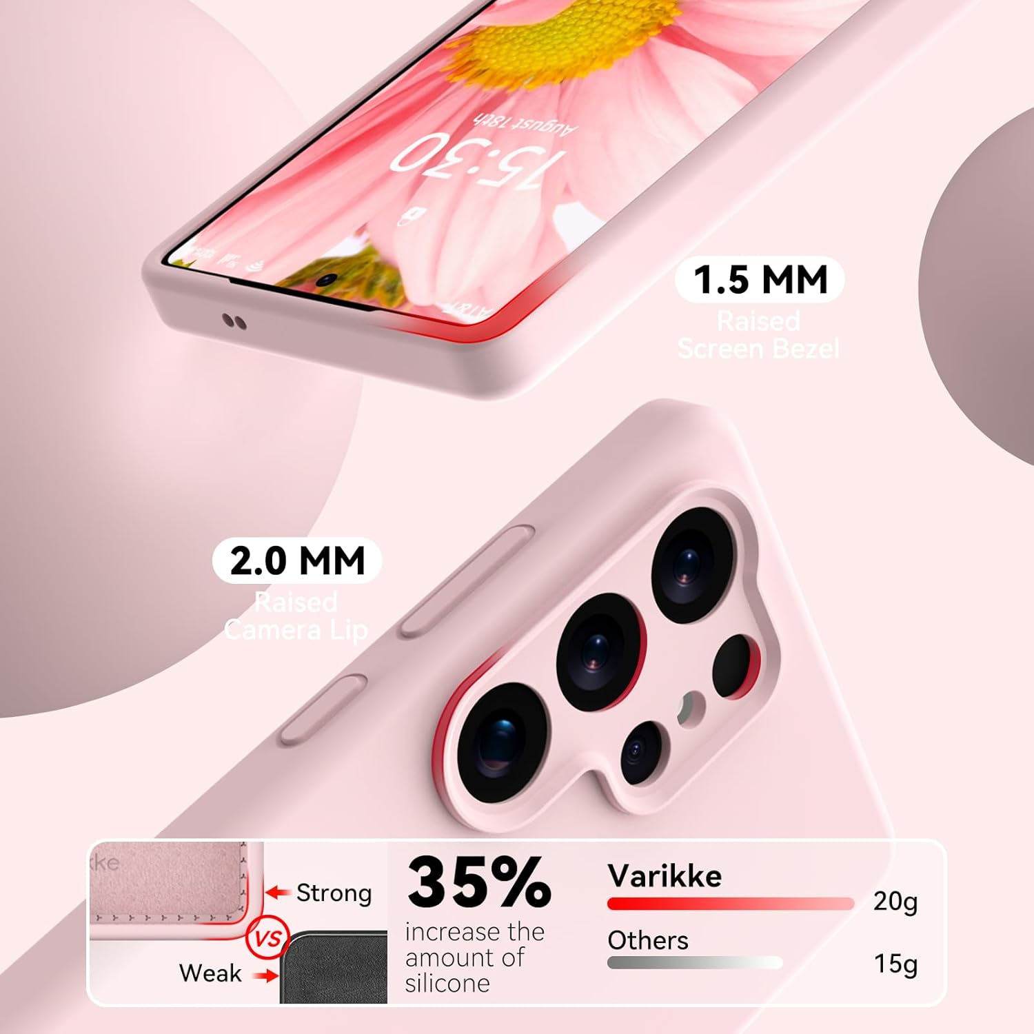 Varikke Compatible with Samsung Galaxy S25 Ultra Case, Liquid Silicone Upgrade [Camera Protection] [Anti-Scratch Microfiber Lining] Slim Soft Touch Gel Rubber Shockproof Phone Case 6.9", Chalk Pink - Image 6