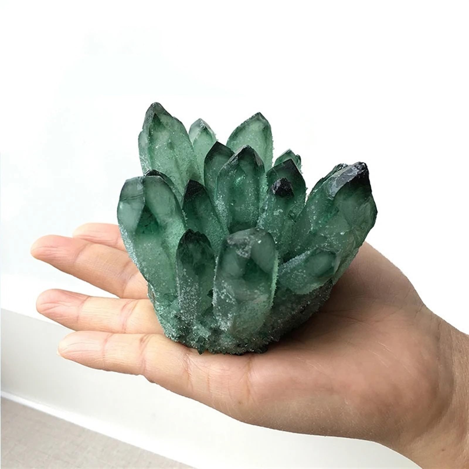 KJEBVHIRS 1pc Green Ghost Phantom Quartz Crystal Cluster Rock Stones and Crystals Home Decor Ornaments (Size : About 600-700g)