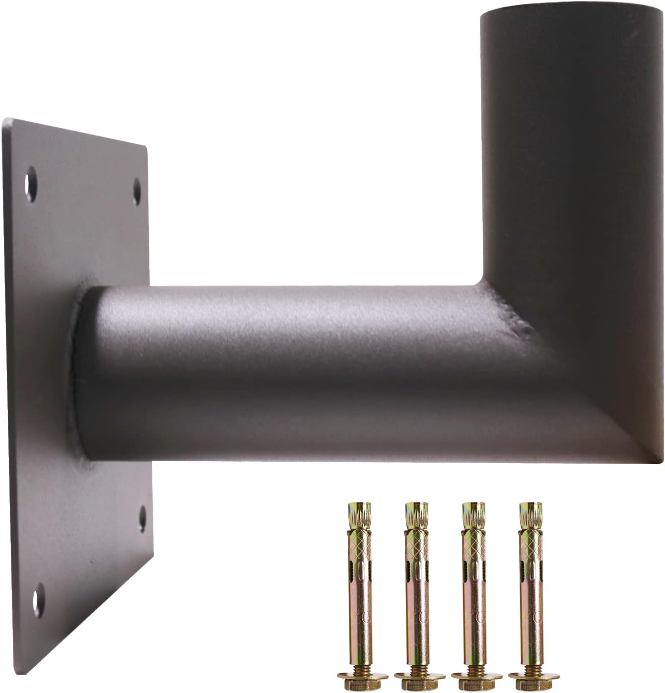 90 Degree Wall Mount Bracket with 2-3/8 Inch OD Tenon, L Shape Wall Mounted Adapter Outdoor LED Parking Lamps Street Lights Post Ball Light,Heavy Duty Steel,Dark Bronze