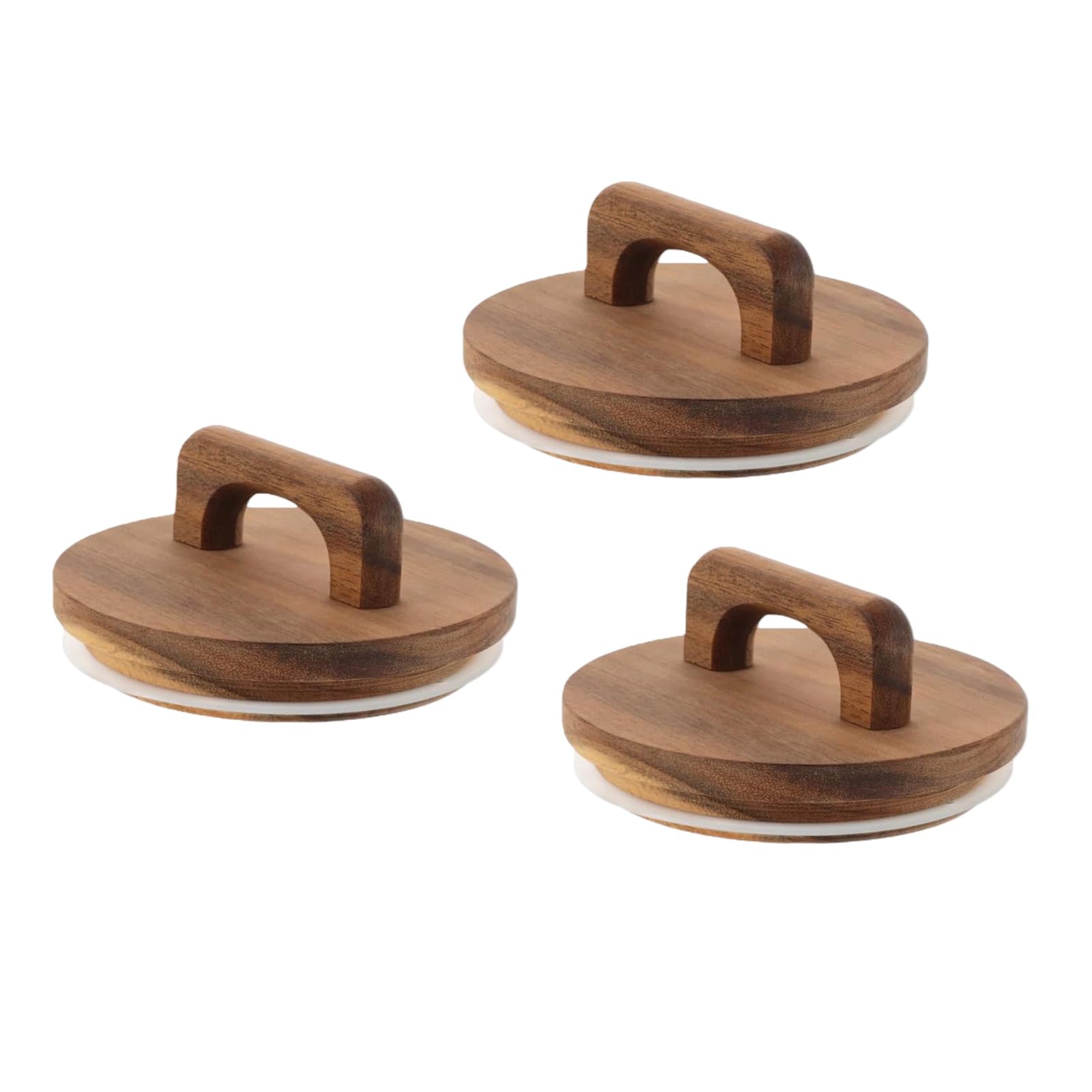 carotoe 3Pcs Wooden Lids with Handle Wood Jar Lids Covers Replacement for Kitchen Food Preservation and Ingredient Storage Food Container