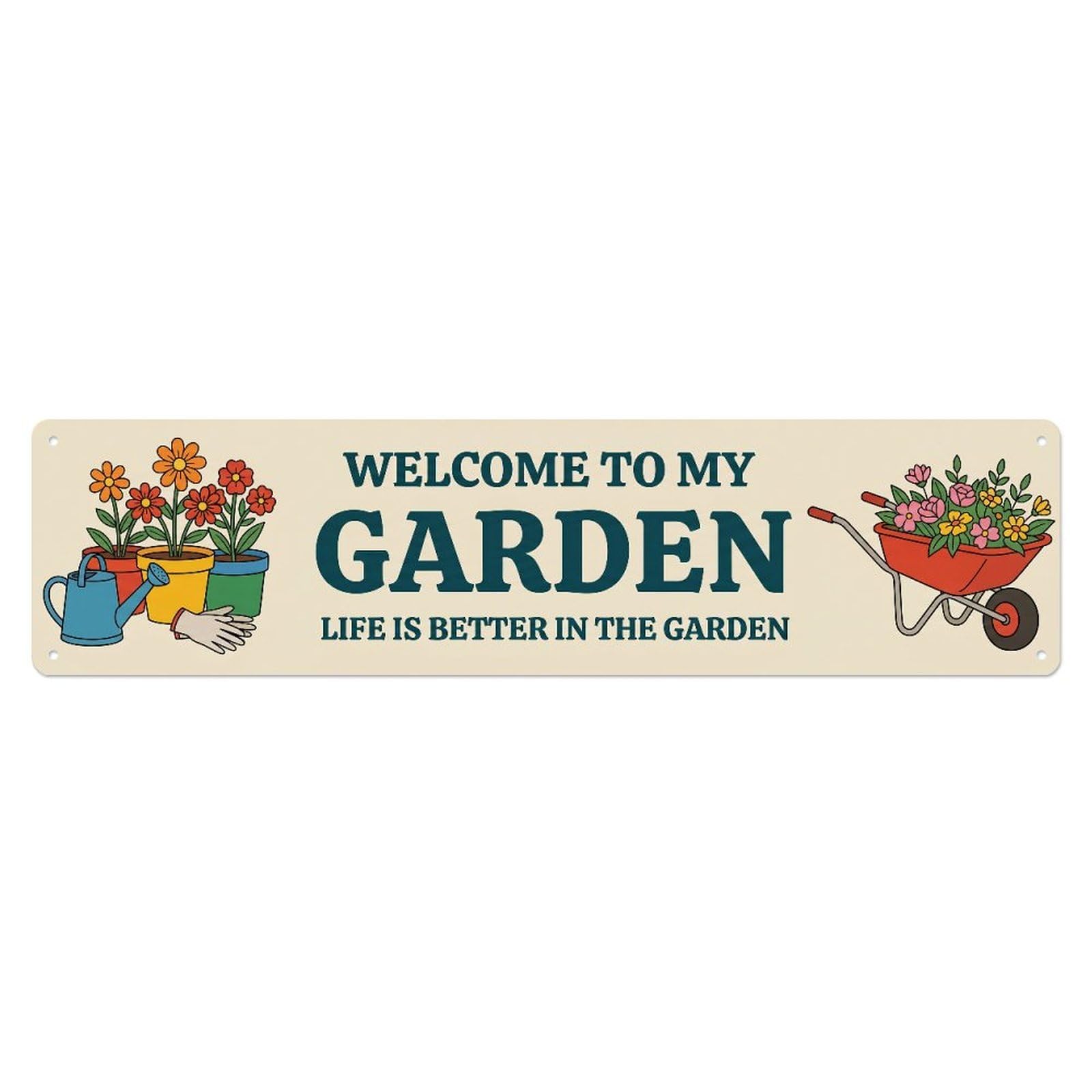 Metal Tin Sign Welcome To My Garden Retro Blooms